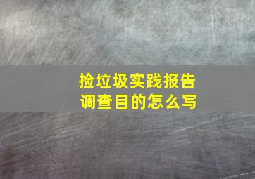 捡垃圾实践报告 调查目的怎么写